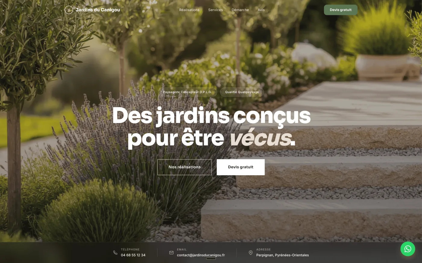 Jardins du Canigou — Paysagiste — Site web créé par Kliik Agency pour les professionnels de l'habitat